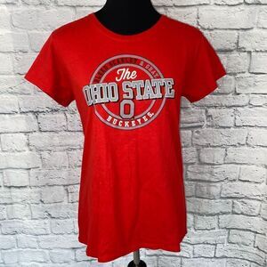 Ohio state buckeyes women L 100% cotton Crewneck shortsleeve tshirt red
